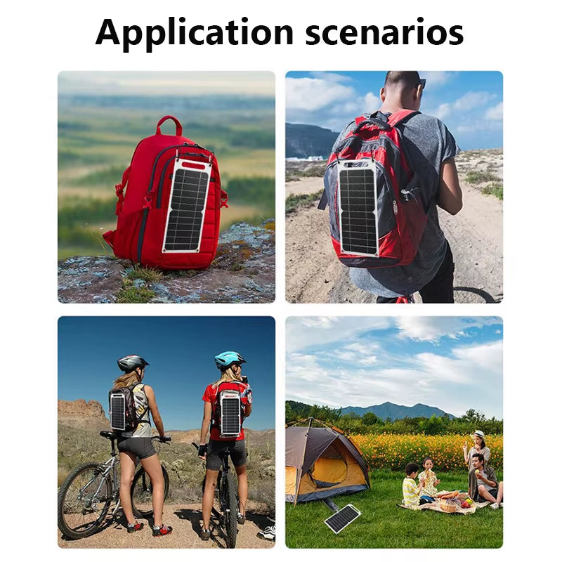 Solar Panel 5V 10W USB Type-C Charge Portable Flexible Kit Lightweigh Mini System for Phones Car Camping Hiking Power Banks IP65