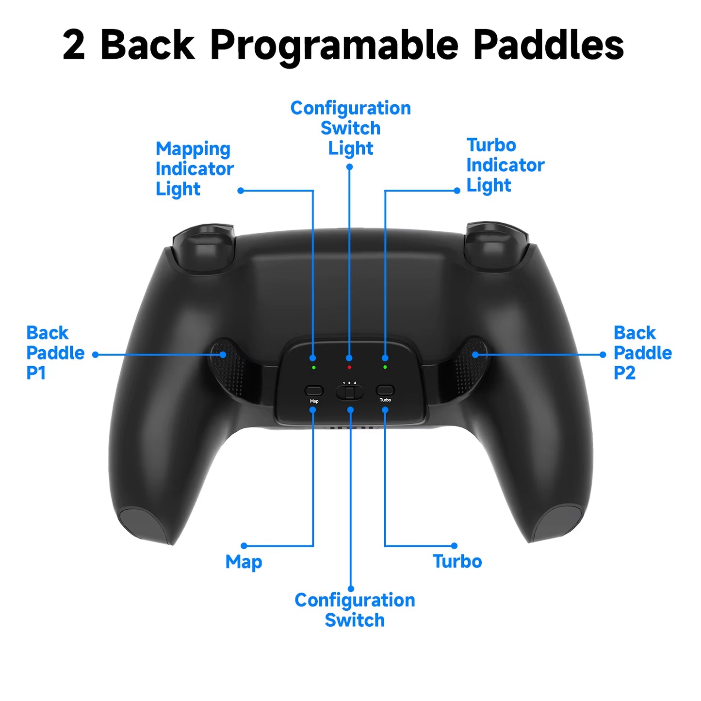 2 Back Buttons for Ps5 Controller, Accessory Upgrade Board, Redesigned Case, Programmable Rise Remapping Kit for Ps5