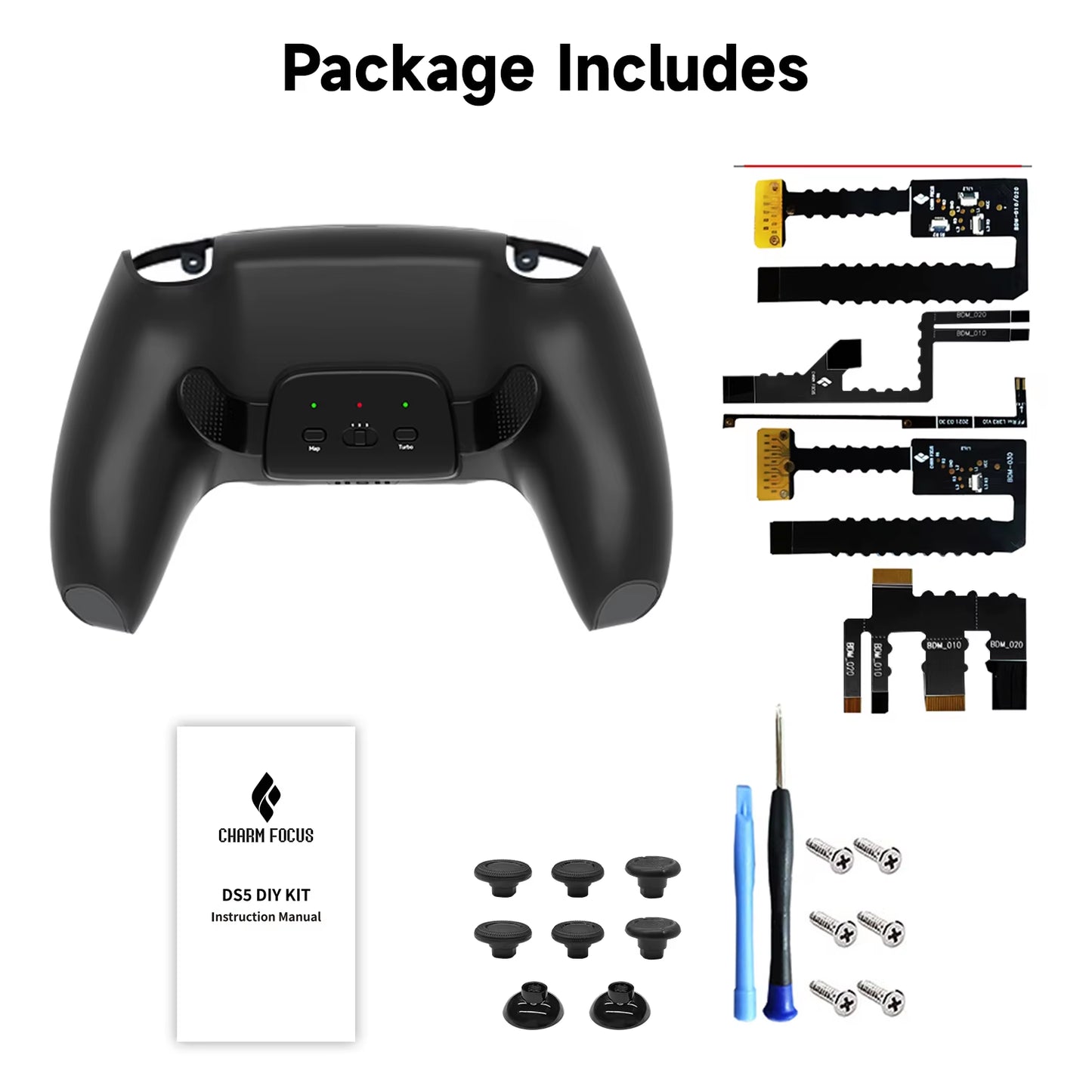 2 Back Buttons for Ps5 Controller, Accessory Upgrade Board, Redesigned Case, Programmable Rise Remapping Kit for Ps5