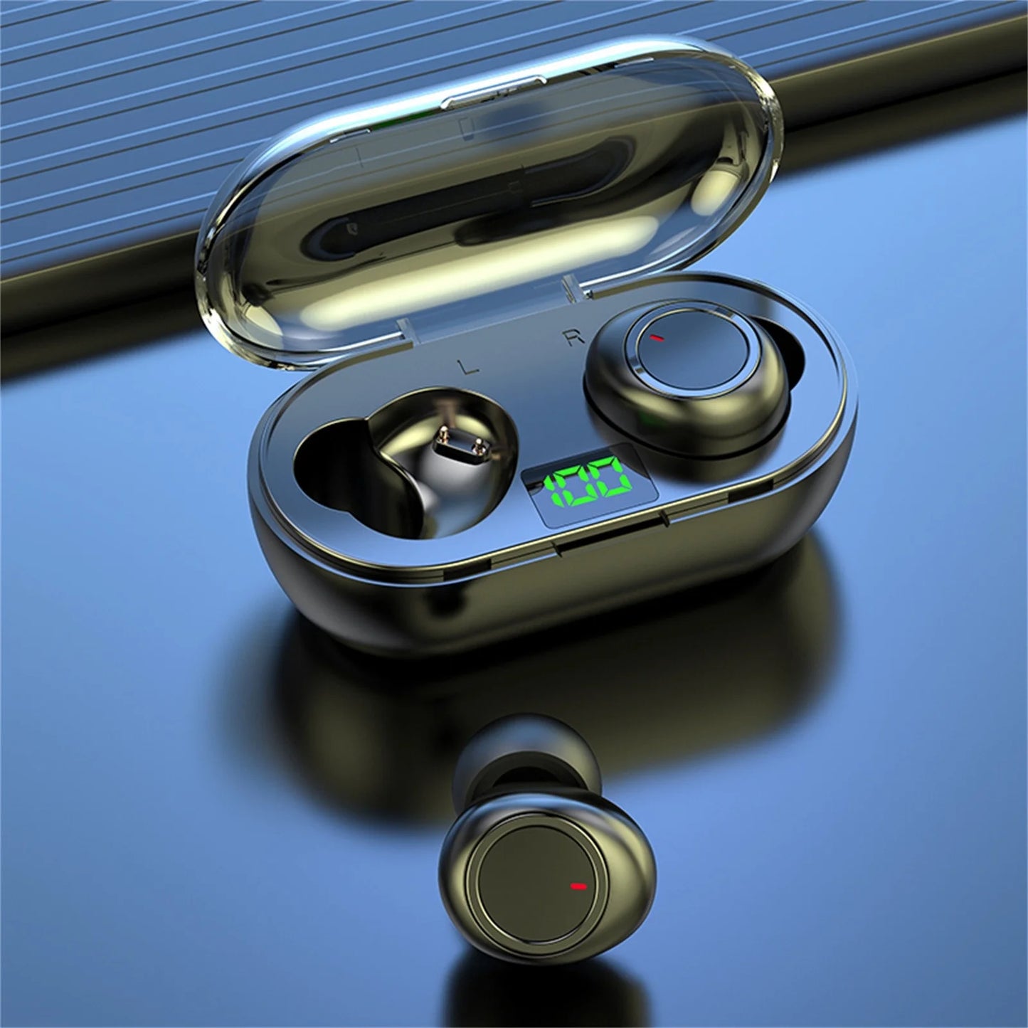 QTOCIO Wireless Earbuds Mini Ear Buds 5.3 Bluetooth Headsets Light-Weight Earphones with Microphone & Charging Case Display