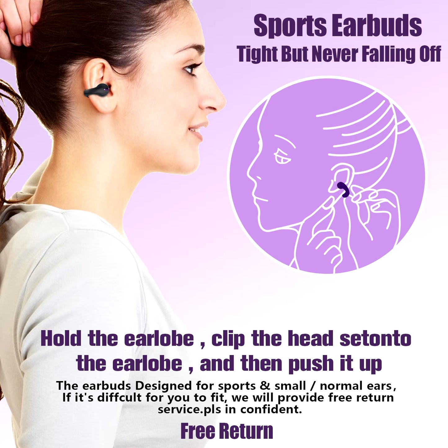 Bluetooth Wireless Ear Clips Buds Clip on Earbuds Open Headphones