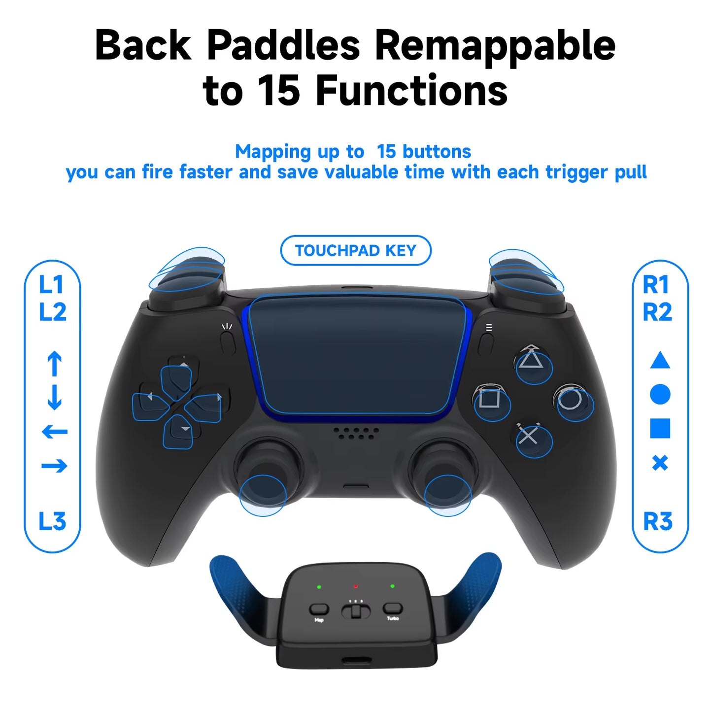 2 Back Buttons for Ps5 Controller, Accessory Upgrade Board, Redesigned Case, Programmable Rise Remapping Kit for Ps5