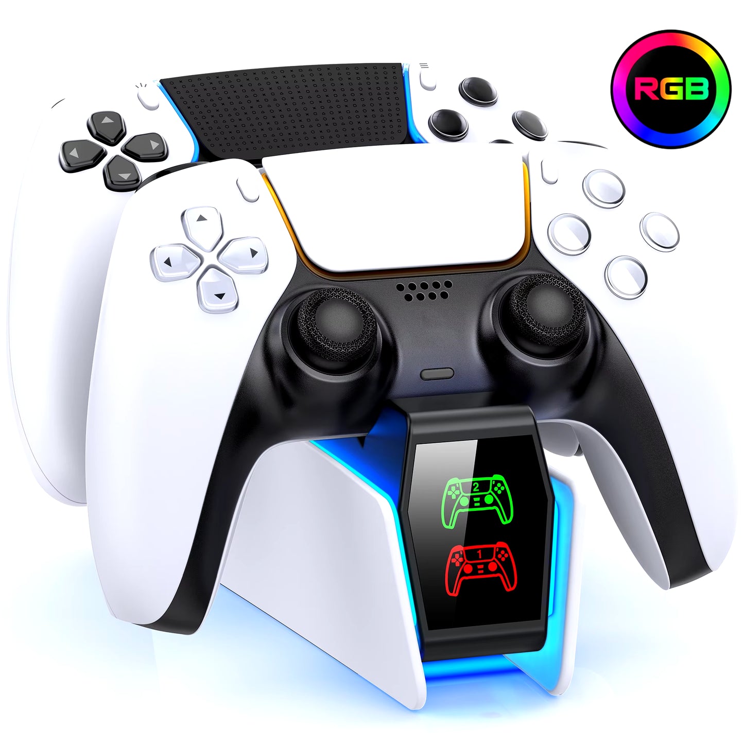 RGB Controller Charging Station for PS5 Dual Fast Charger RGB Indicator Charging Stand Docking Station for PS5 Gamepad