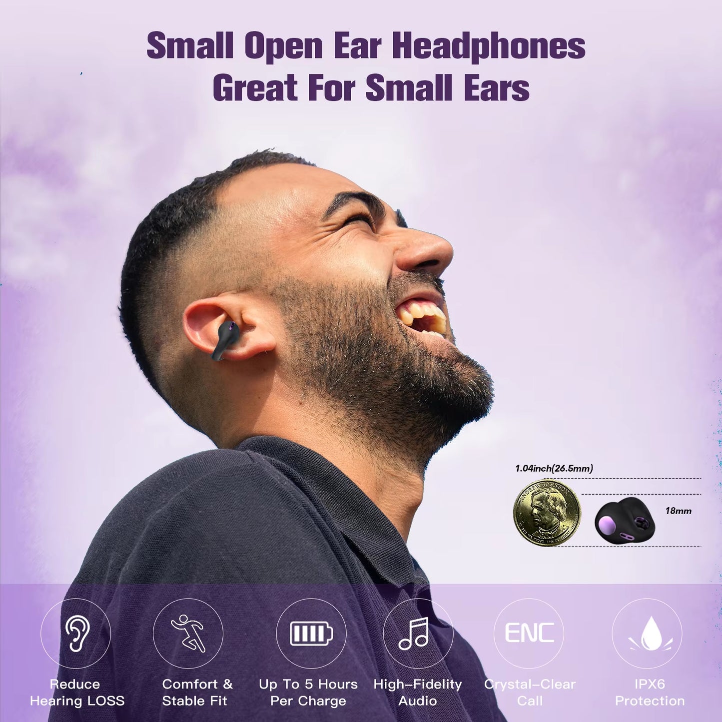 Bluetooth Wireless Ear Clips Buds Clip on Earbuds Open Headphones