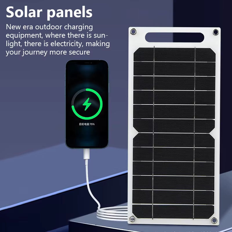 Solar Panel 5V 10W USB Type-C Charge Portable Flexible Kit Lightweigh Mini System for Phones Car Camping Hiking Power Banks IP65