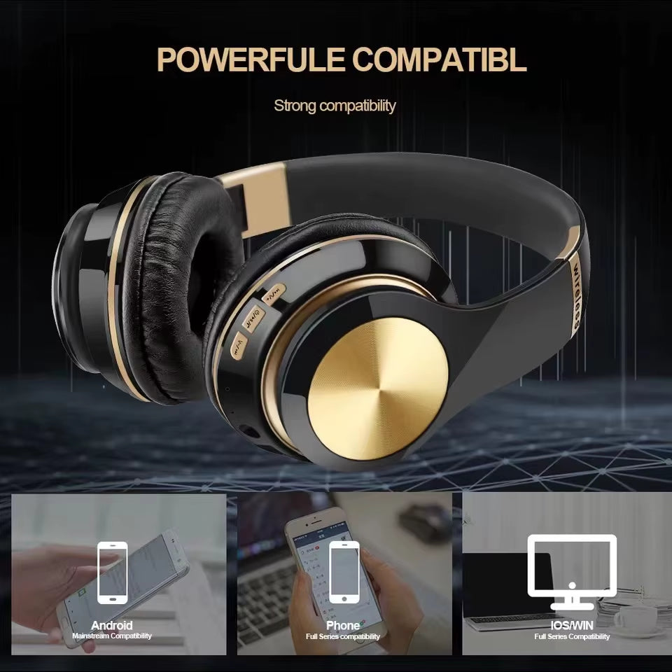 Bluetooth 5.0 Gaming Headphones Blutooth T5 Music Foldable Earphone Bluetooth Wireless Earphones for Phone Wired Headset Gamer