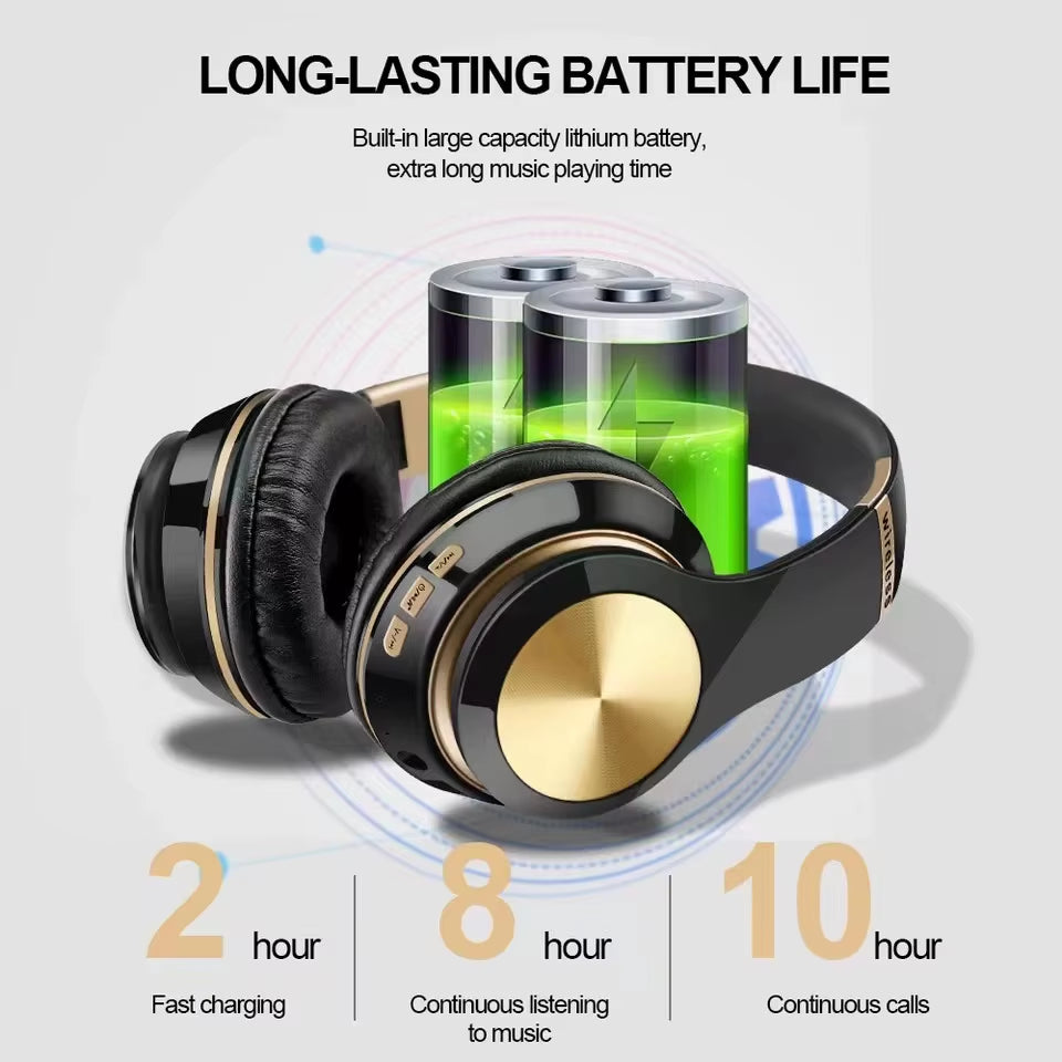 Bluetooth 5.0 Gaming Headphones Blutooth T5 Music Foldable Earphone Bluetooth Wireless Earphones for Phone Wired Headset Gamer