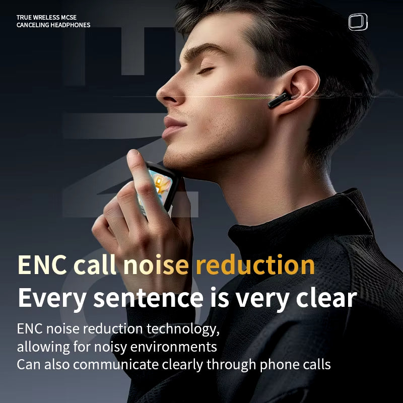 Wireless Earbuds with Touch Screen In-Ear Earphone ANC Noise Cancellation Long Battery ENC Mic Compatible with IOS Android