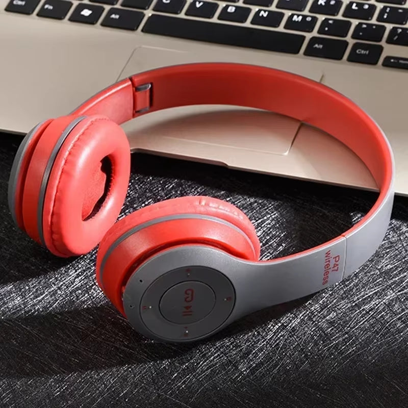 P47 Wireless Bluetooth Headphone with Mic Noise Cancelling Headsets Stereo Sound Earphones Sports Gaming Headphones Supports PC