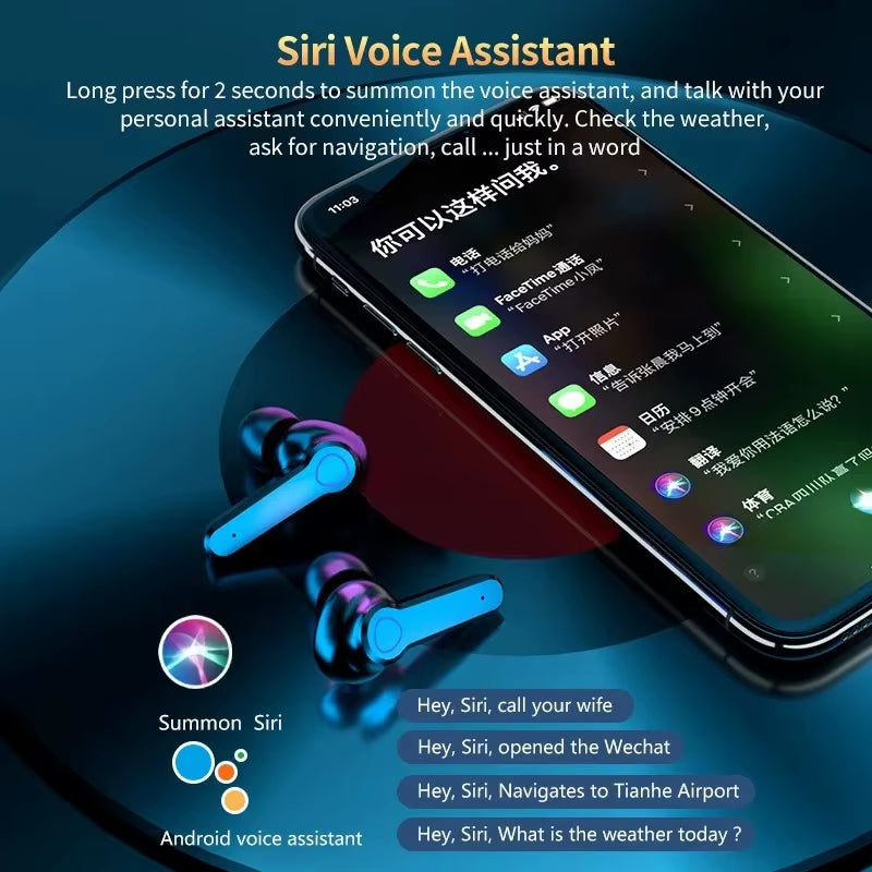 New M19 TWS Bluetooth Headphones 9D High Fidelity Wireless Headphones Touch IPX7 Waterproof Digital Display Headphones