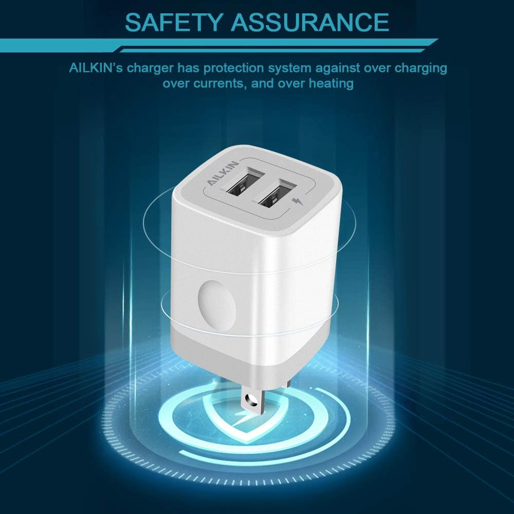 USB Wall Charger, Foldable Charger Adapter,  2Pack 2.4Amp Dual Port Quick Charger Plug Cube AC Travel Box for Iphone 15 14 Pro Max 13 12 11Pro Max/Xs/Xr/8/7 Plus, Samsung Galaxy S10/S9/S8 Edge