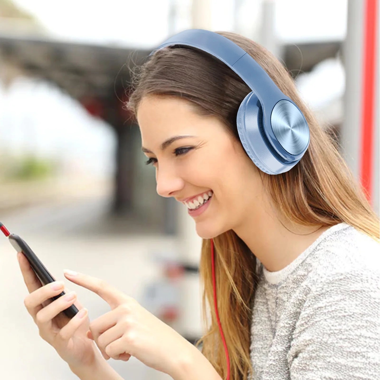 Christmas Gifts Clearance!  Over-Ear Headphones Lightweight Folding Stereo Bass Headphones with 1.2M Cord, Portable Wired Headphones for Smartphone Tablet Computer
