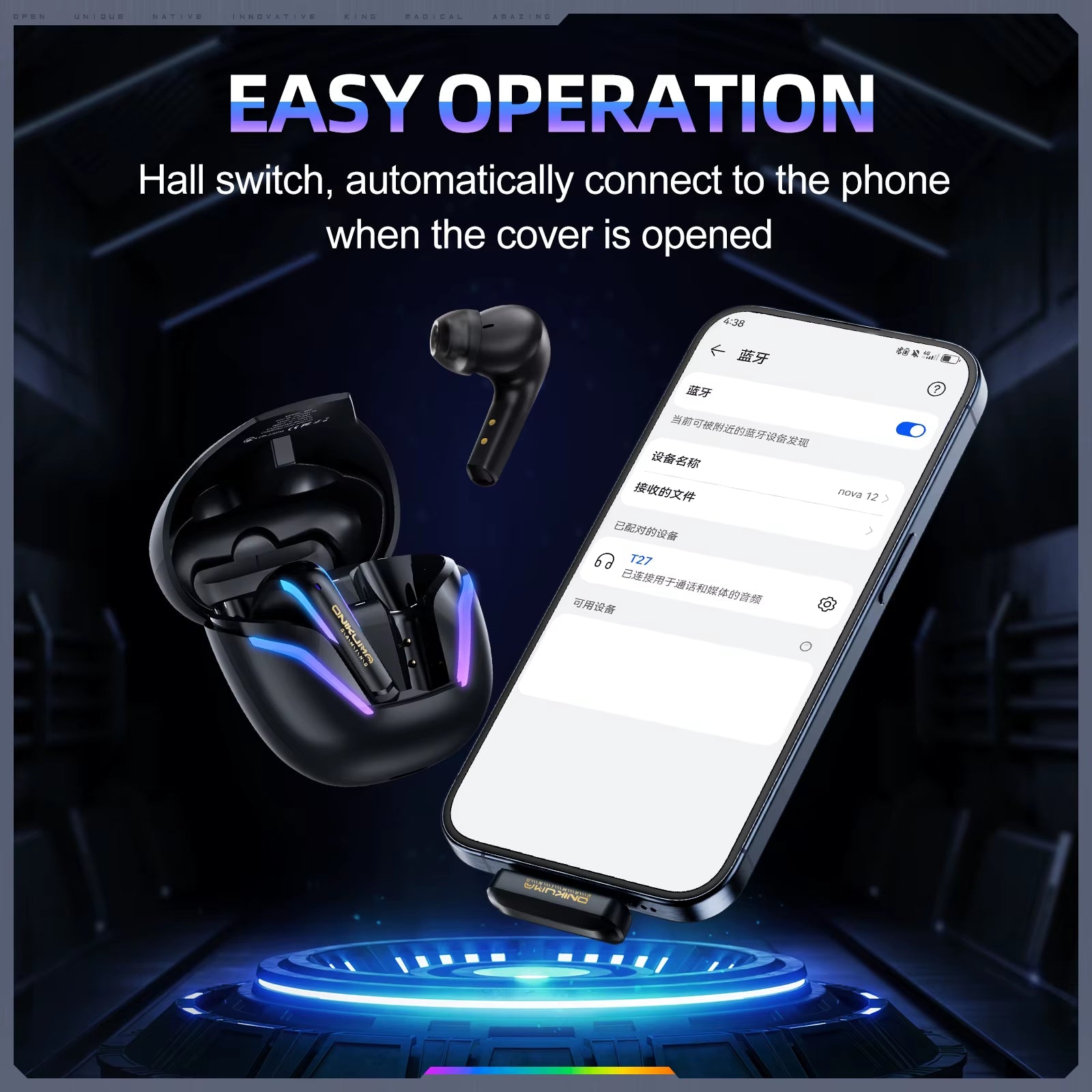 T27 Dual-Mode Cool RGB Gaming Headphones with High-Definition Call Sound Quality and Low Latency for Gaming