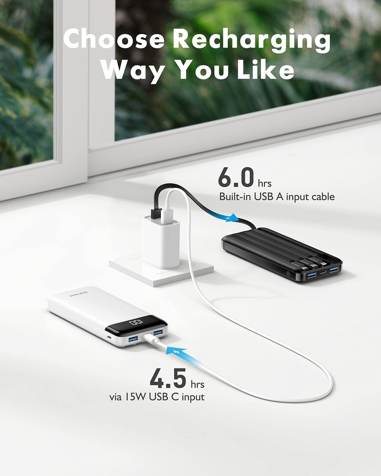 2 Packs Portable Chargers with Built in Cables, 2PCS Slim 10000Mah Travel Ess...