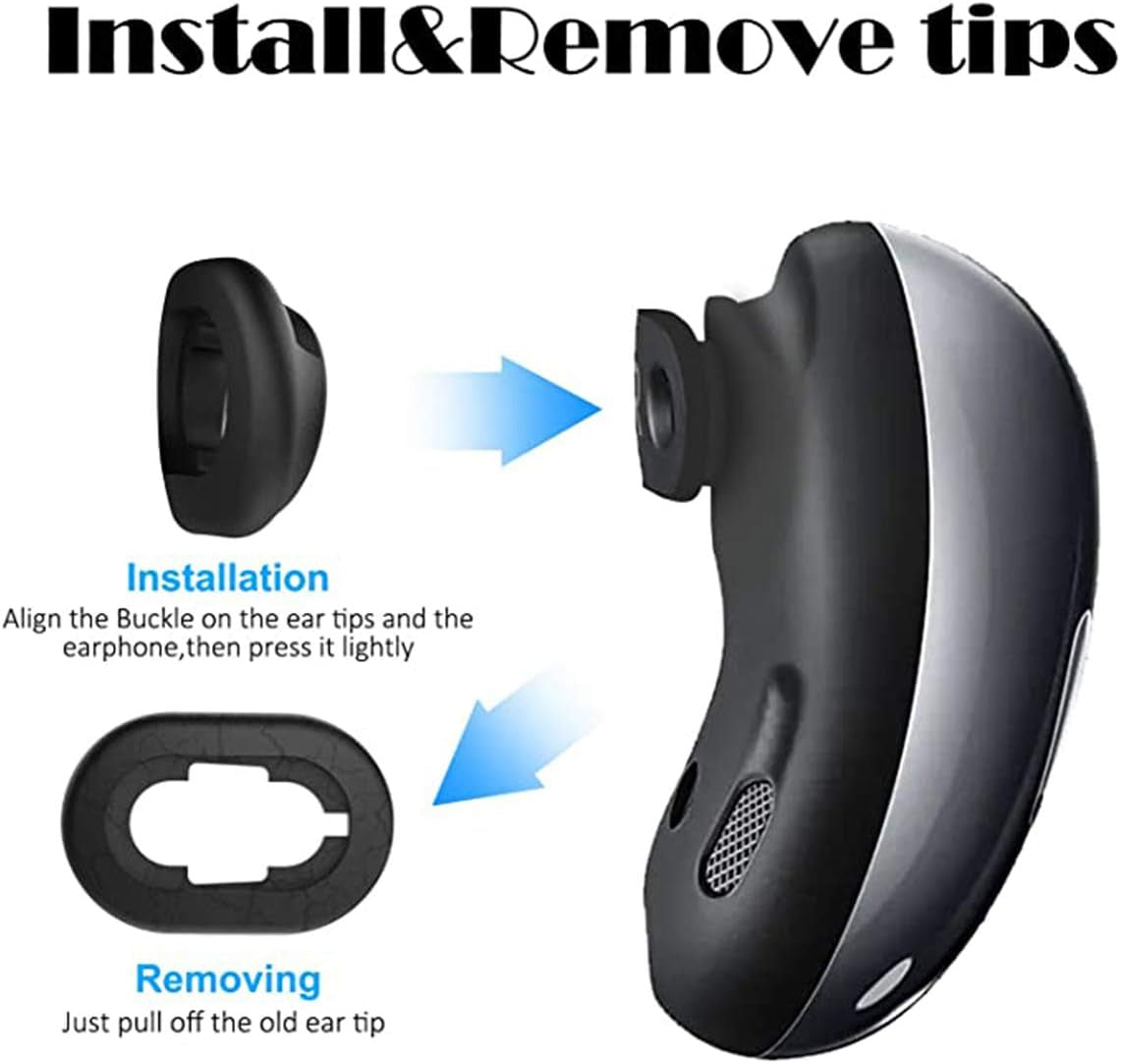 [8 Pairs] for Galaxy Buds Live Ear Tips Silicone Anti-Slip/Dust Ear Tip Accessories Compatible with Samsung Galaxy Buds Live - S/L (Black)