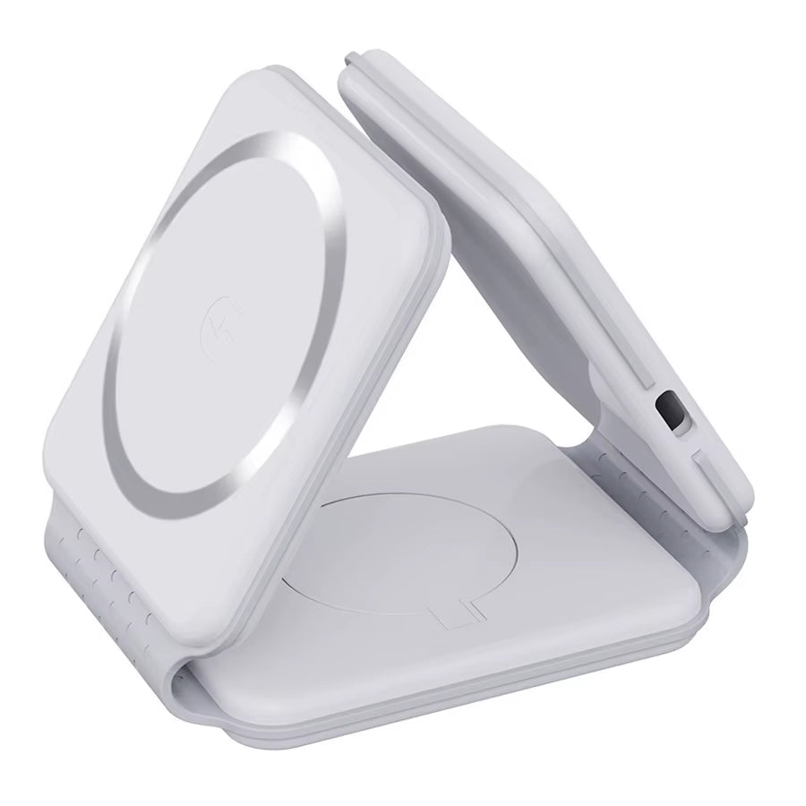New Trending Smart Electronics Products Portable Phone Charger Magnetic Multi Foldable Stand 3 in 1 Wireless Charger for Iphone
