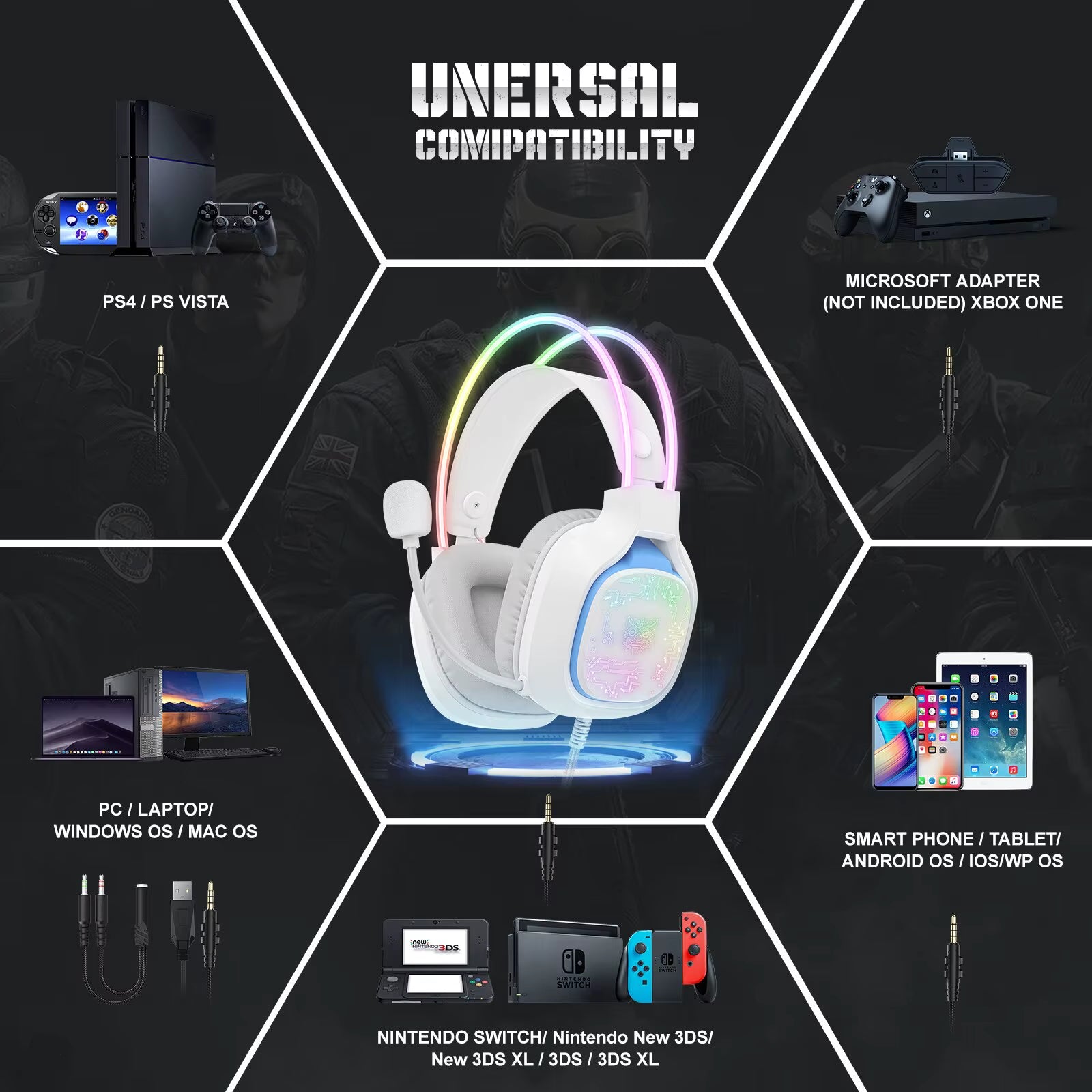 X22 Gaming Headphones with RGB Dynamic Light Professional Wired Headset Noise Reduction Microphone Stereo Eardphones