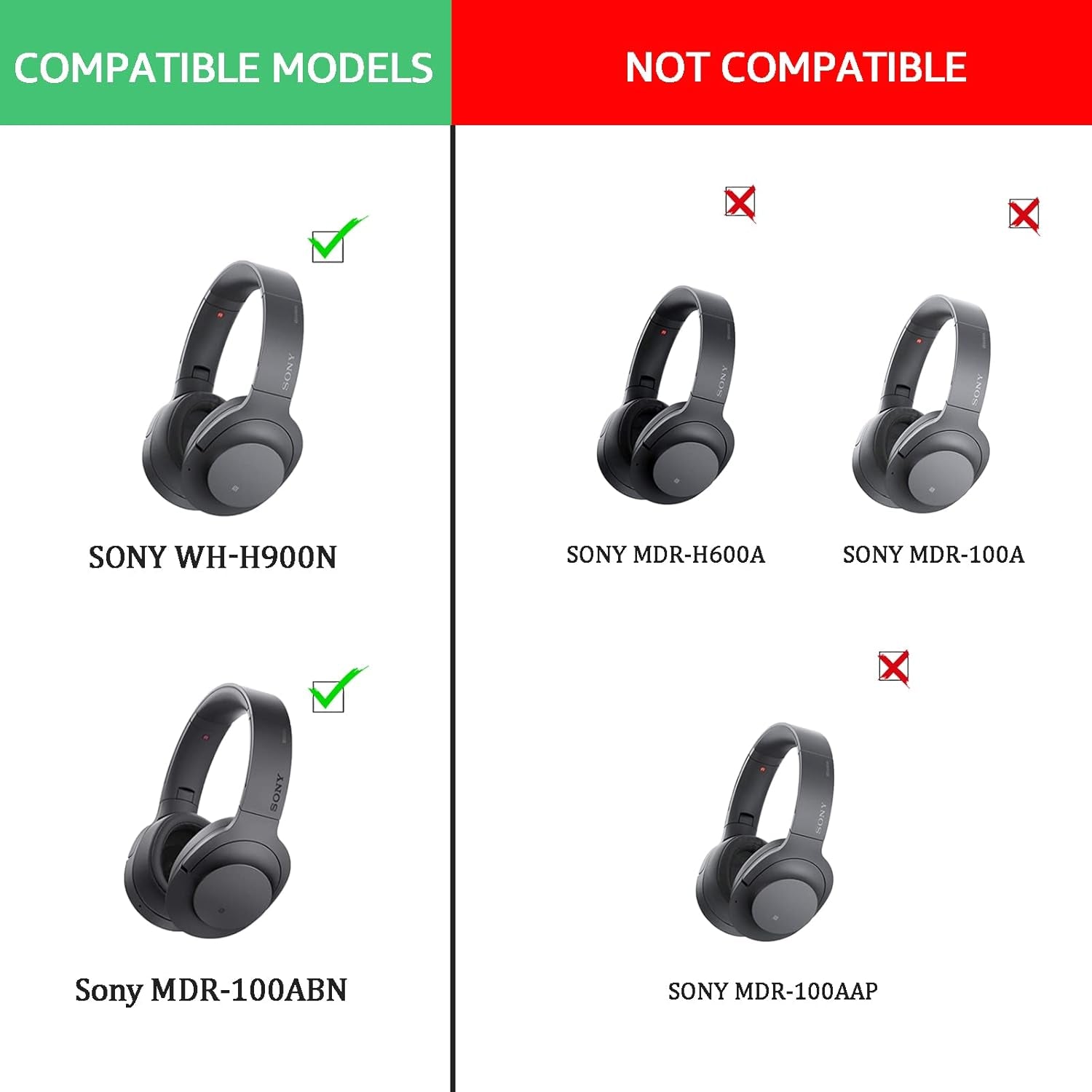 Replacement Earpads for Sony WH-H900N H.Ear on 2 & Sony MDR-100ABN Headphones, Sony Headphone Cushions Compatible with Sony 900N, Sony WH H900N Earpads with Soft Foam Leather(Grey)