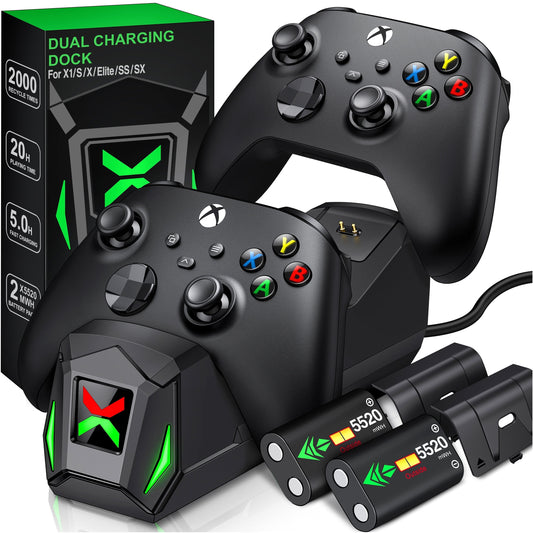 Xbox Controller Charger Station with 2*5220Mwh Rechargeable Battery Pack for Xbox One (All Models), Black