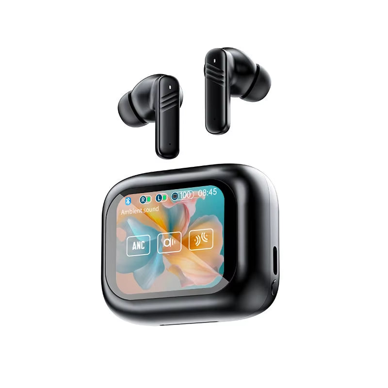 Wireless Earbuds with Touch Screen In-Ear Earphone ANC Noise Cancellation Long Battery ENC Mic Compatible with IOS Android