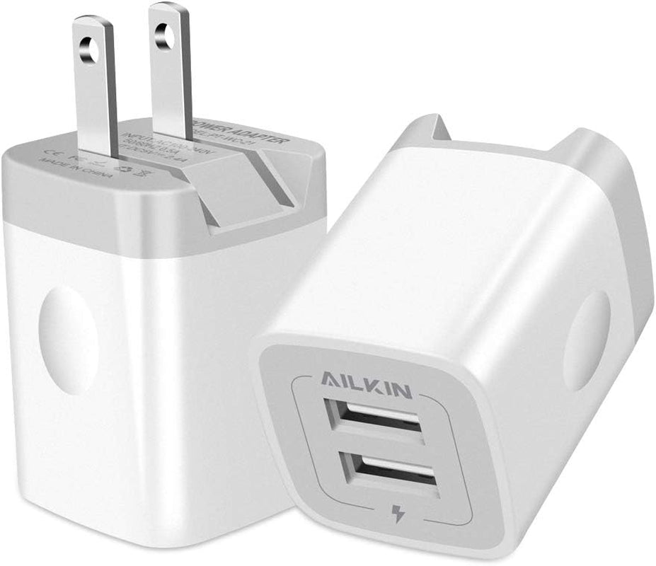 USB Wall Charger, Foldable Charger Adapter,  2Pack 2.4Amp Dual Port Quick Charger Plug Cube AC Travel Box for Iphone 15 14 Pro Max 13 12 11Pro Max/Xs/Xr/8/7 Plus, Samsung Galaxy S10/S9/S8 Edge