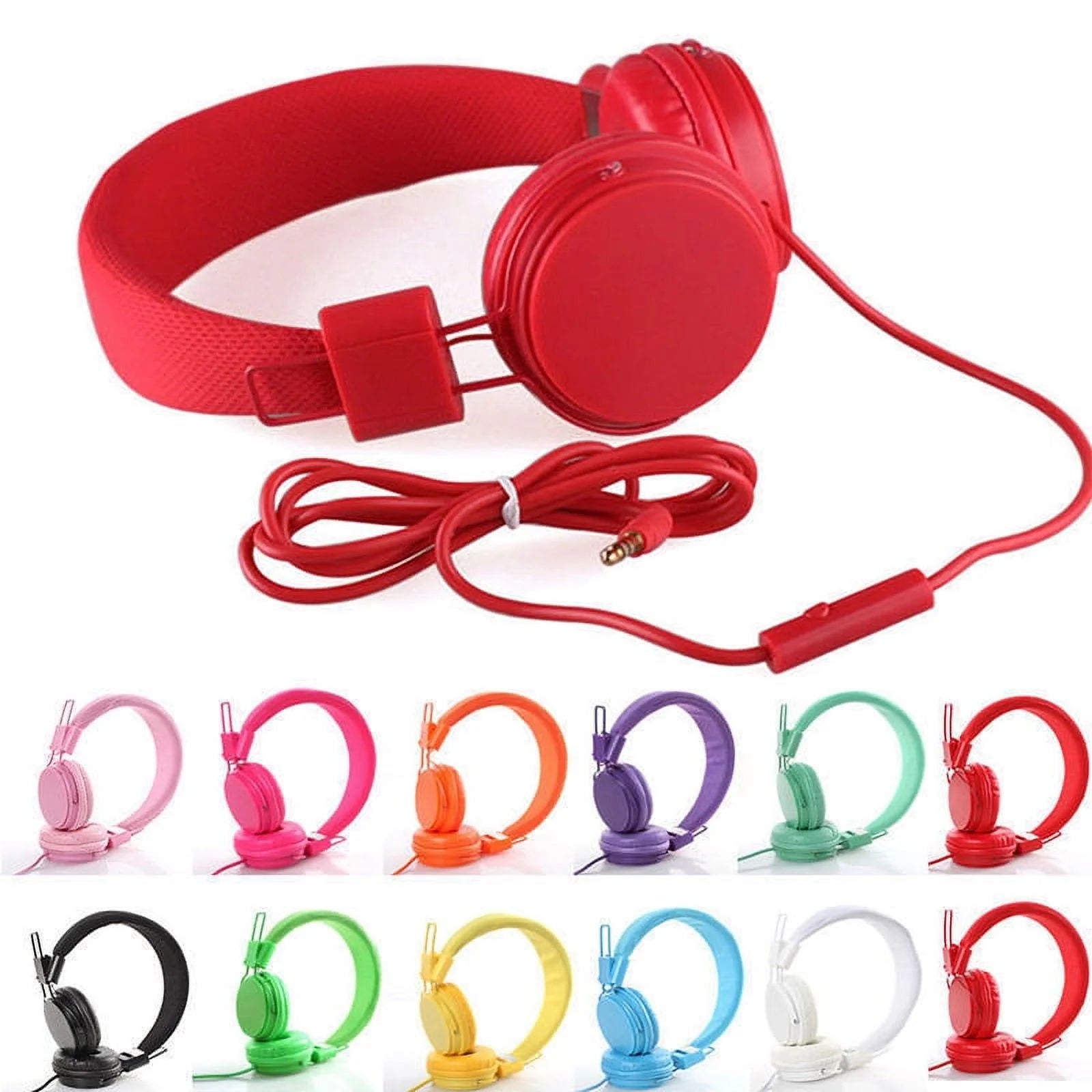 Kids Headphones, Wired Headset Foldable Children on Ear Headphones with Adjustable Headband, Stereo Sound,3.5Mm Jack for Tablet Cellphones Airplane School