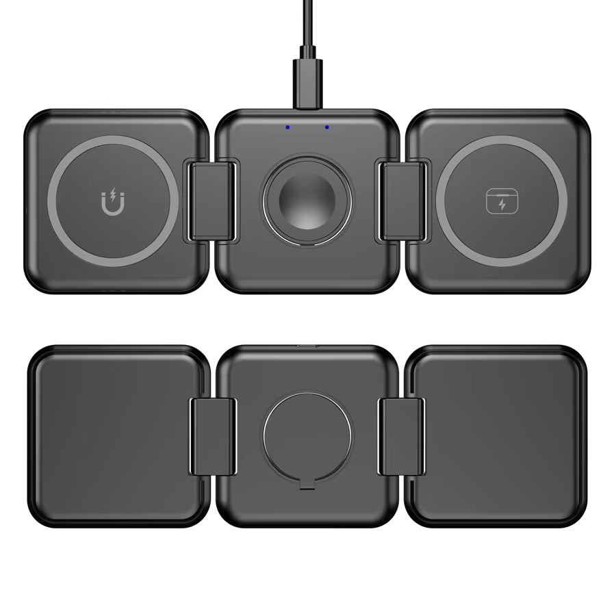 New Trending Smart Electronics Products Portable Phone Charger Magnetic Multi Foldable Stand 3 in 1 Wireless Charger for Iphone