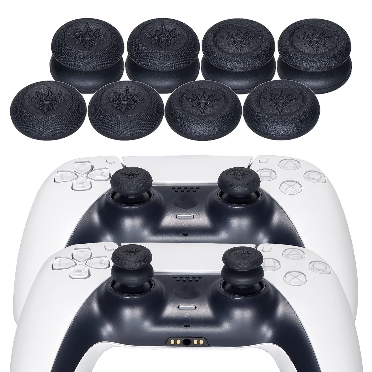 Grip Texture Silicone Cover Skin Case for PS5 Controller X 1(Camou Red) with Pro Thumb Grips X 8