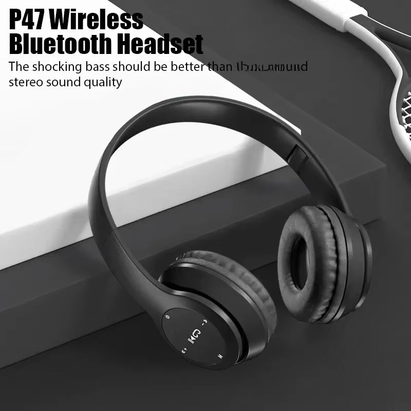 P47 Wireless Bluetooth Headphone with Mic Noise Cancelling Headsets Stereo Sound Earphones Sports Gaming Headphones Supports PC