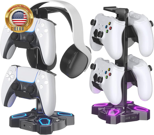 Gaming Headphones Stand, Rotatable Headset Stand with Light Modes - Controller H