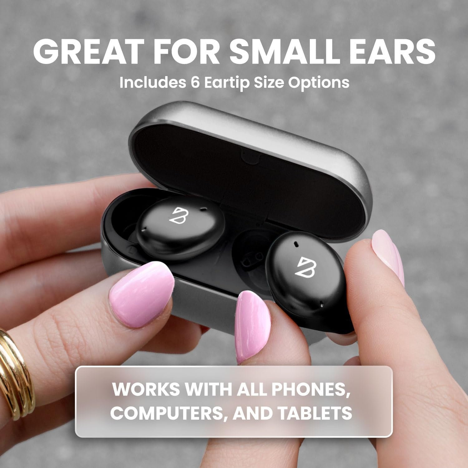 Tempo 30 Wireless Earbuds for Small Ears - Award-Winning Sound, Sweatproof Bluetooth Earbuds, Comfortable Ear Buds for Women, Black Earphones Small Ear Canals, Long Battery Headphones