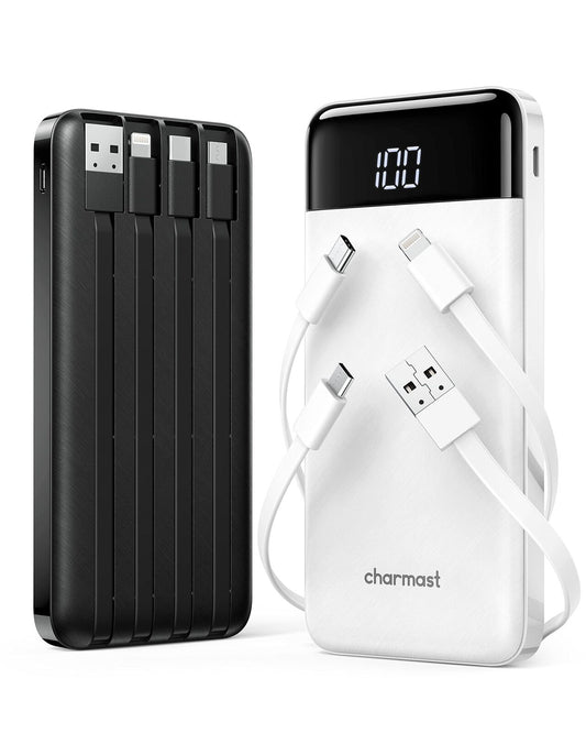 2 Packs Portable Chargers with Built in Cables, 2PCS Slim 10000Mah Travel Ess...