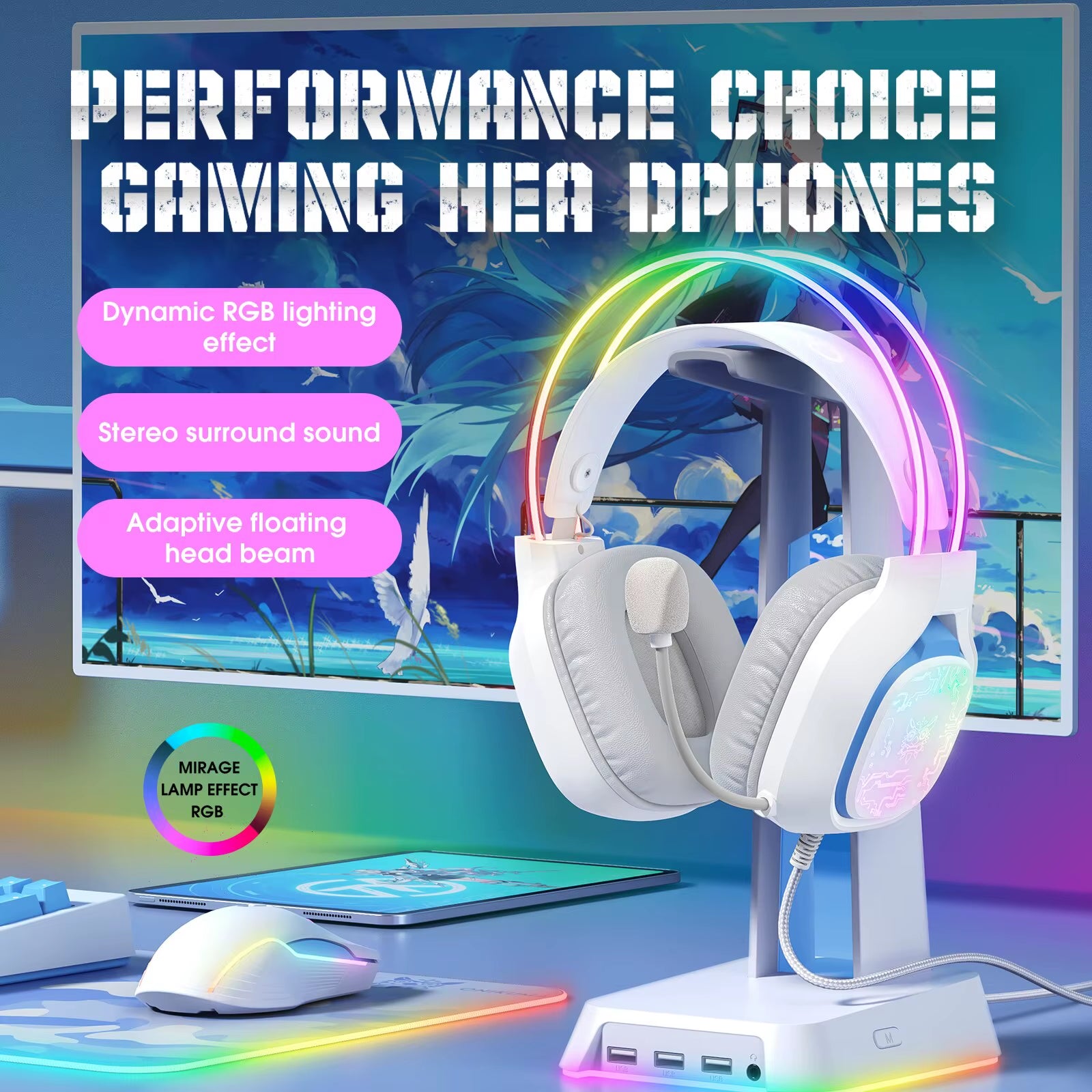 X22 Gaming Headphones with RGB Dynamic Light Professional Wired Headset Noise Reduction Microphone Stereo Eardphones