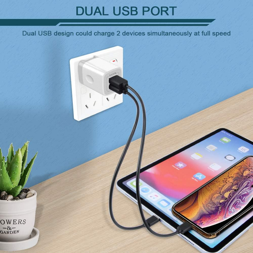 USB Wall Charger, Foldable Charger Adapter,  2Pack 2.4Amp Dual Port Quick Charger Plug Cube AC Travel Box for Iphone 15 14 Pro Max 13 12 11Pro Max/Xs/Xr/8/7 Plus, Samsung Galaxy S10/S9/S8 Edge