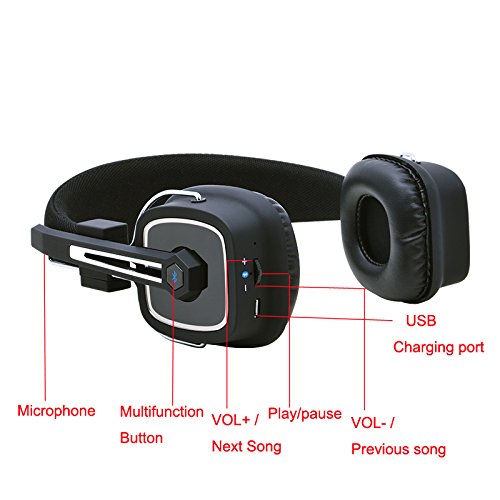 Trucker Bluetooth 5.2 Wireless Headset with Noise Cancelling Mic for Phones PC